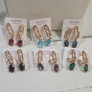 14k Gold Plated Earrings with Vibrant Gemstones